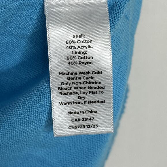 Talbots Sweater Womens Medium Blue Short Sleeve Crochet Knit Pullover Top NEW - Picture 5 of 8